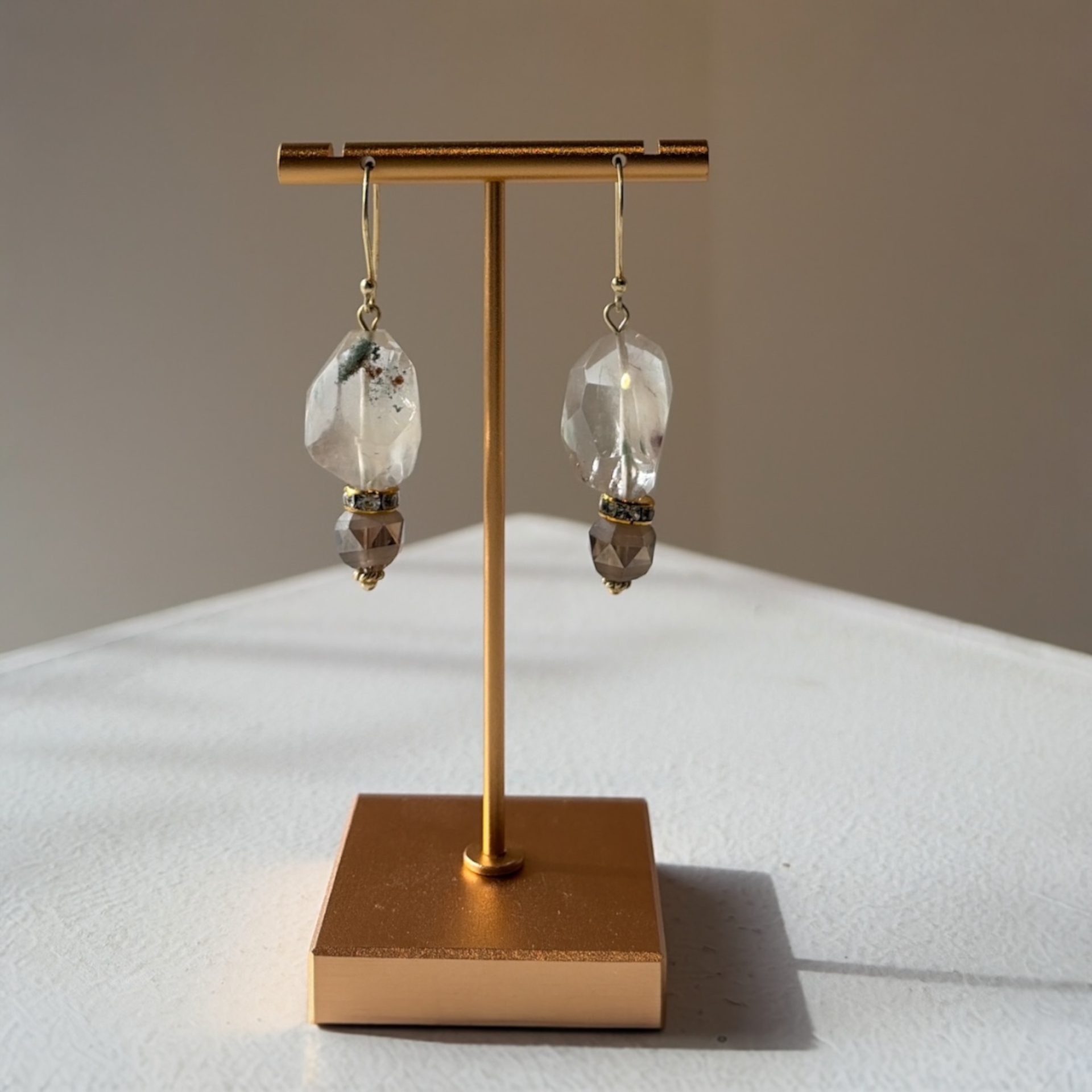 Rutilated Quartz & Austrian Crystal Earrings