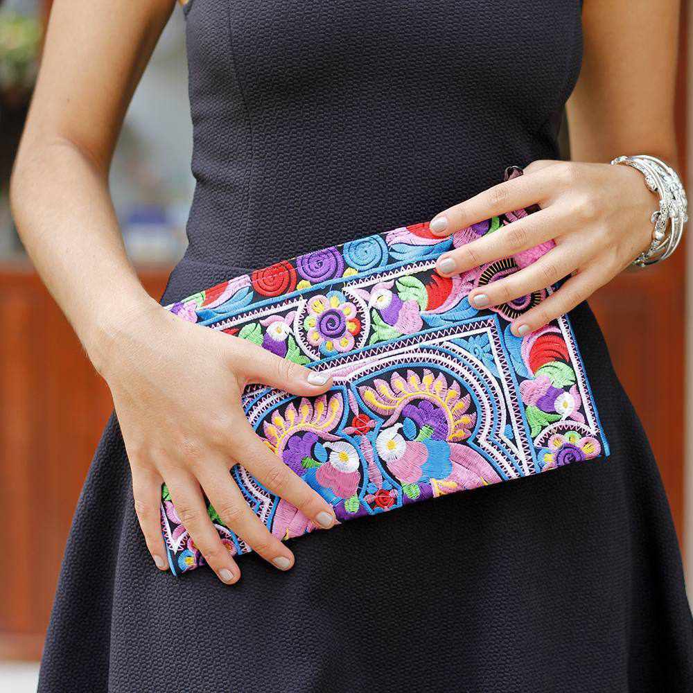 Prani Embroidered Hmong Wristlet I Choice of Colors