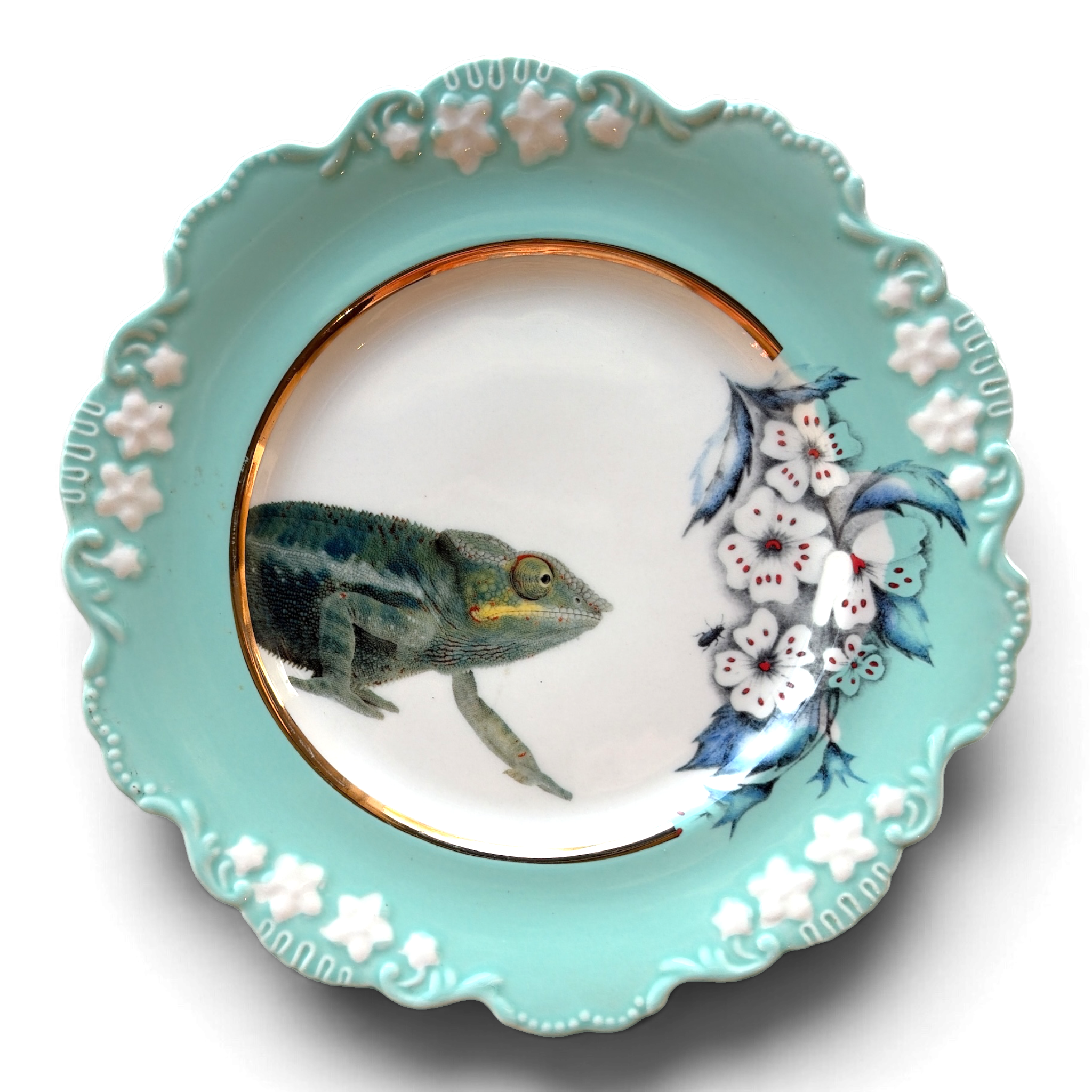 Lou Rota Chameleon & Cherry Blossom Plates | Set of 4