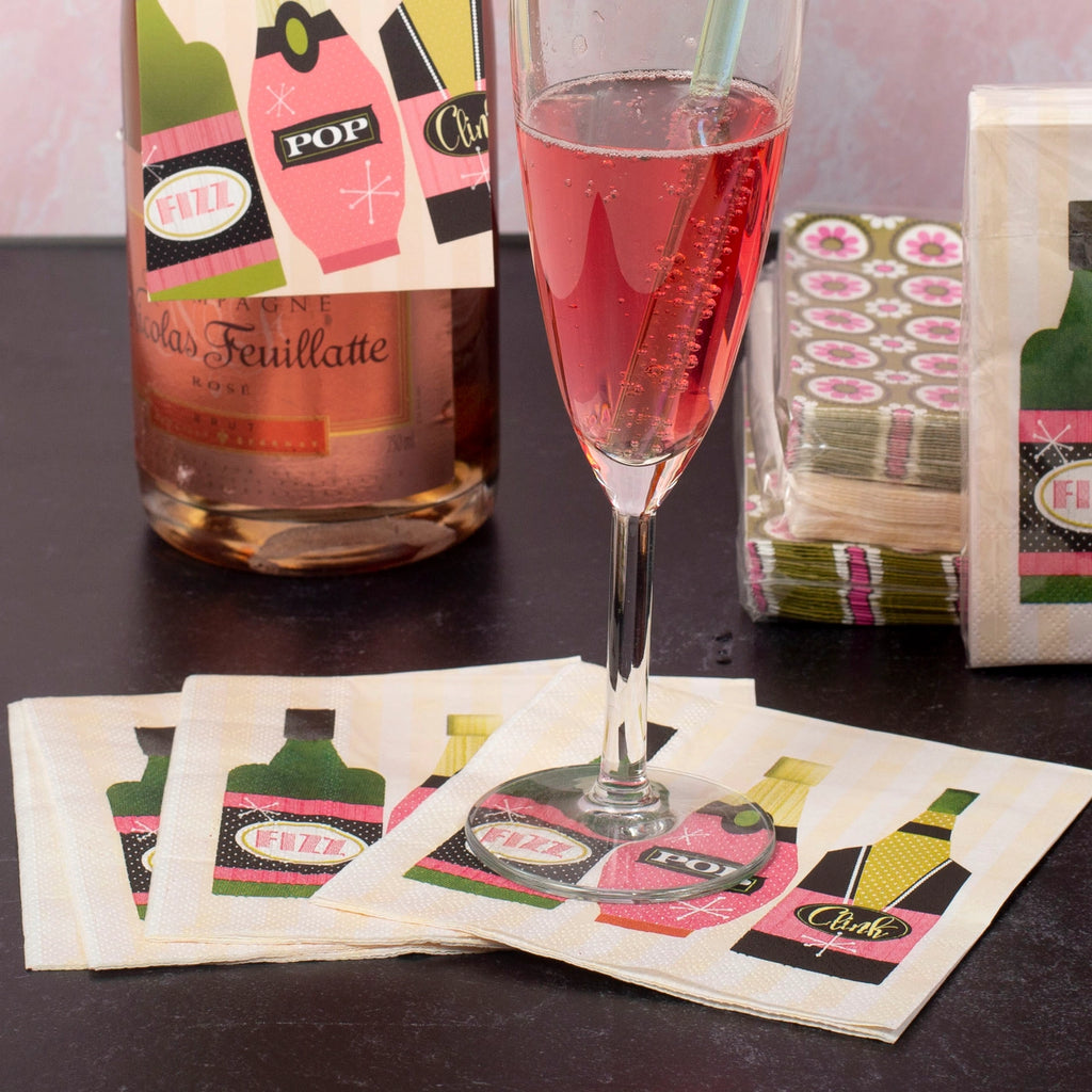 "Pop Clink Fizz" Cocktail Napkins