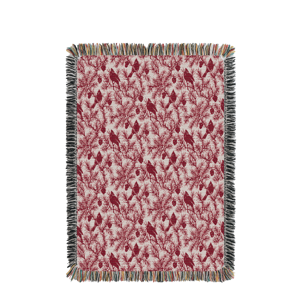 CHERIE Christmas Woven Cotton Throw | Cranberry