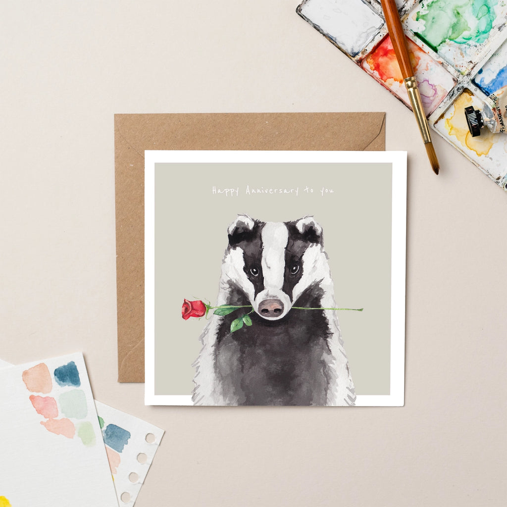 Badger with Rose
