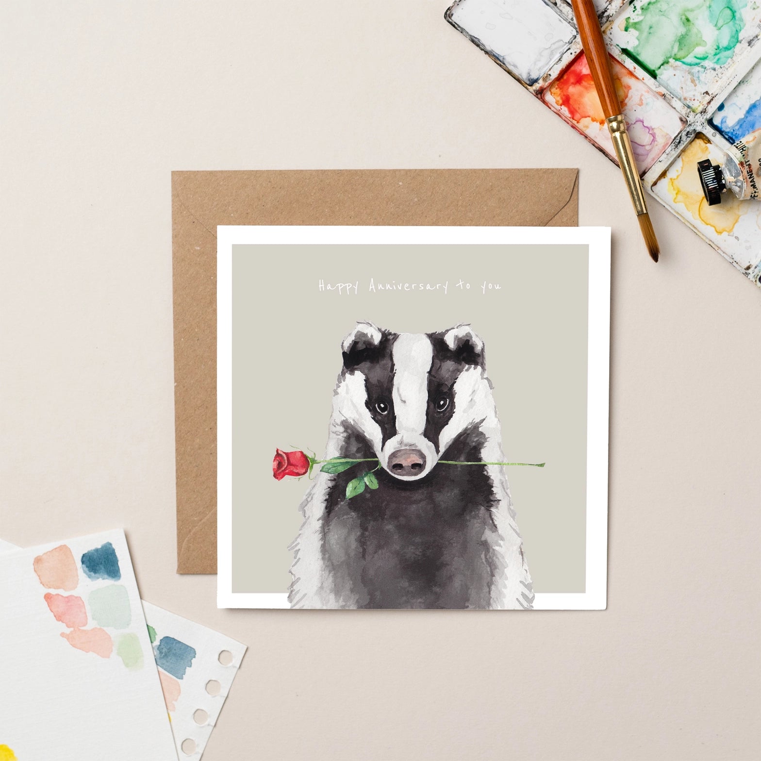 Badger with Rose