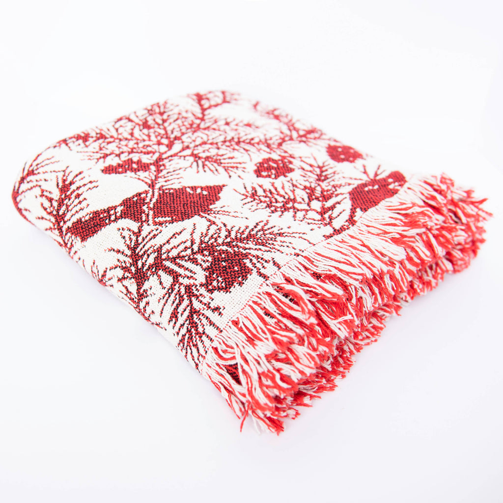 CHERIE Christmas Woven Cotton Throw | Cranberry
