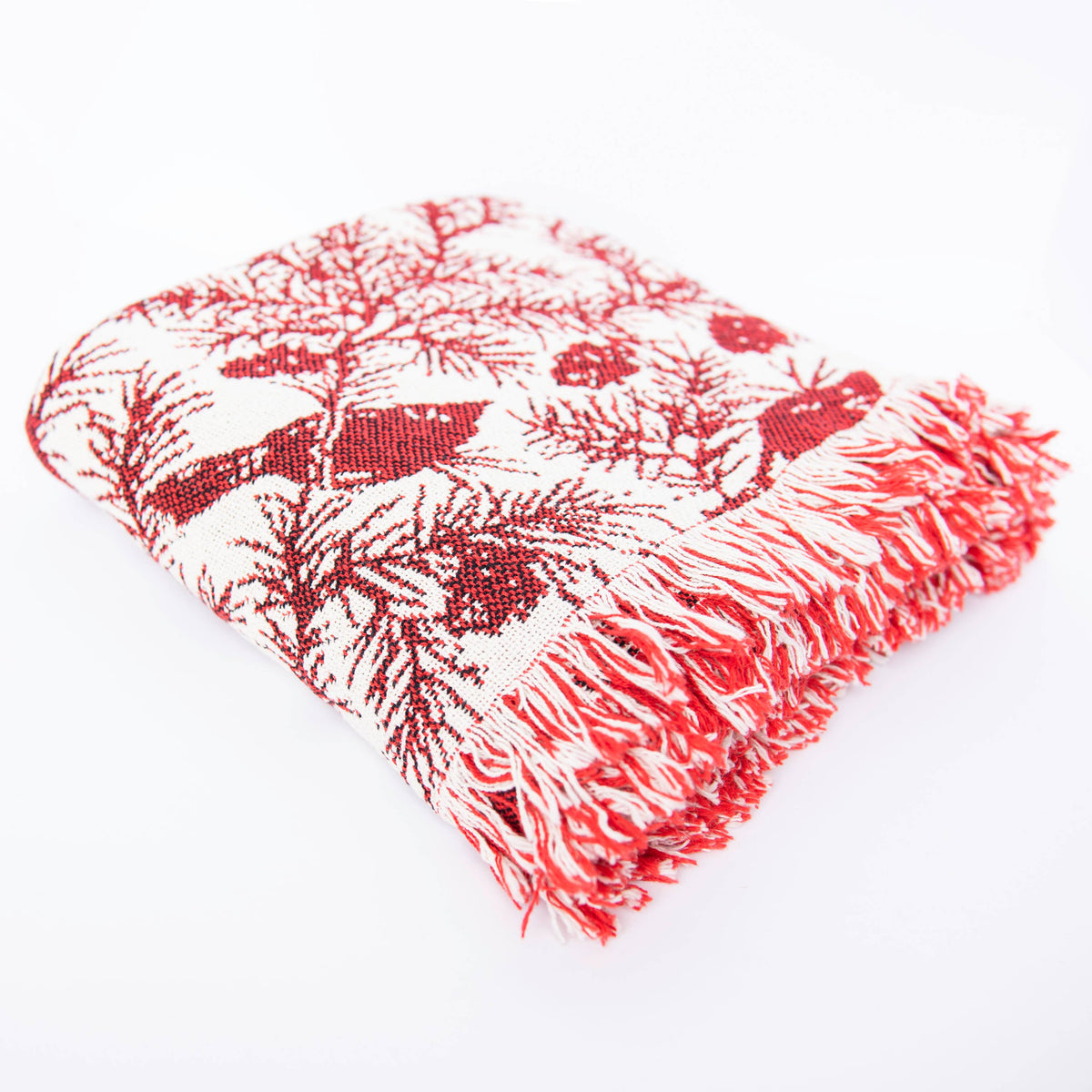 CHERIE Christmas Woven Cotton Throw | Cranberry