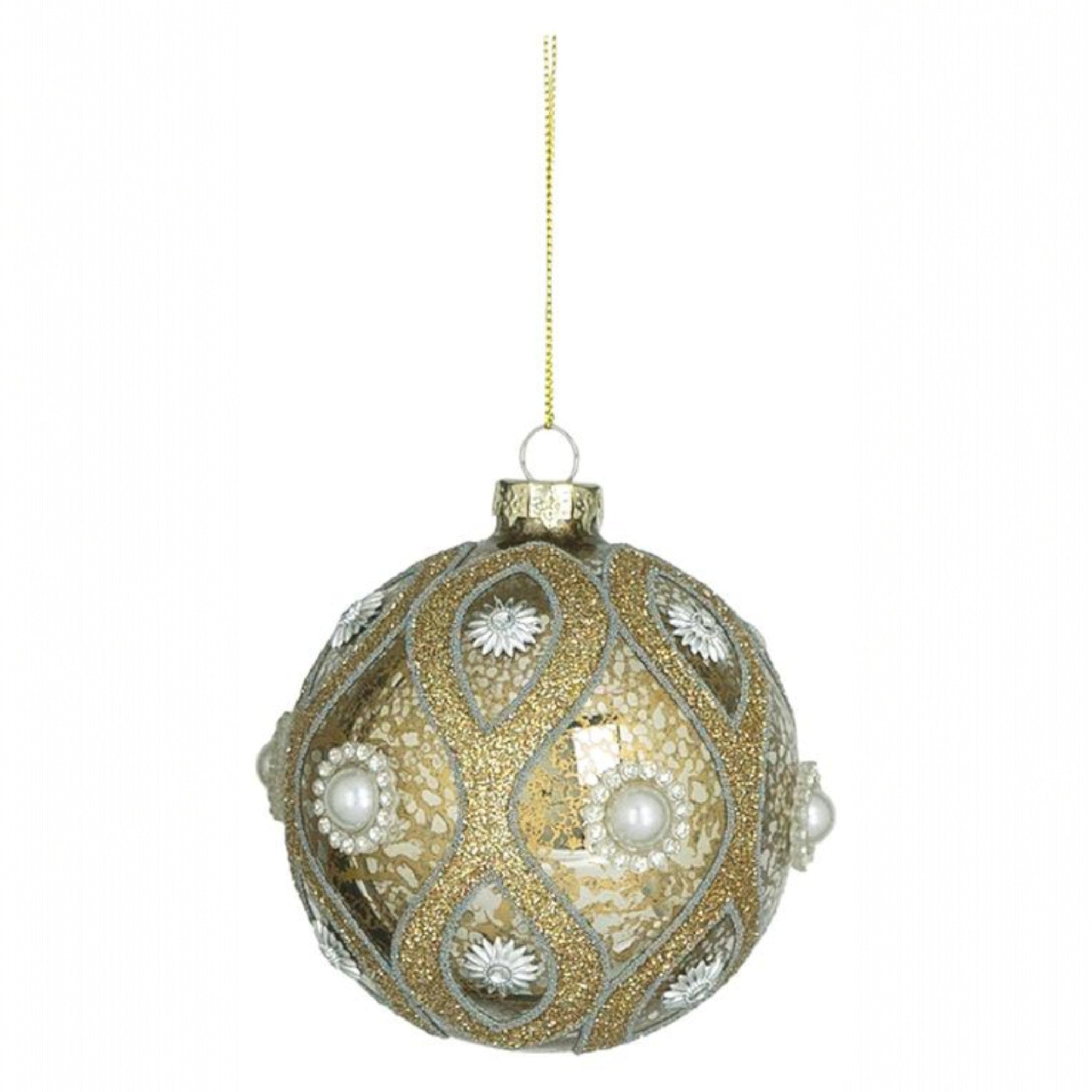 Bronze & Pearl Caviar Decorated Ornament