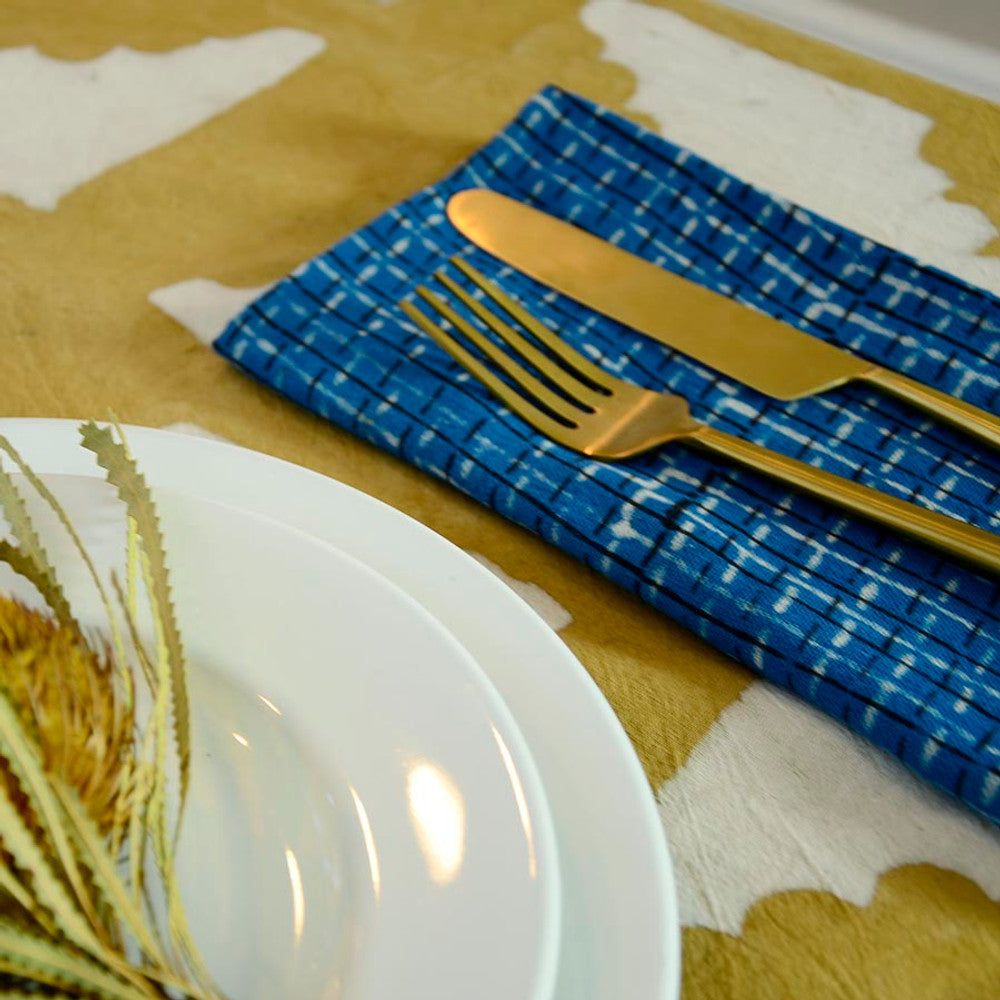Checkered Block Print Napkins | Set of 4