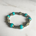 Tibetan Brass & Turquoise Bead Bracelet