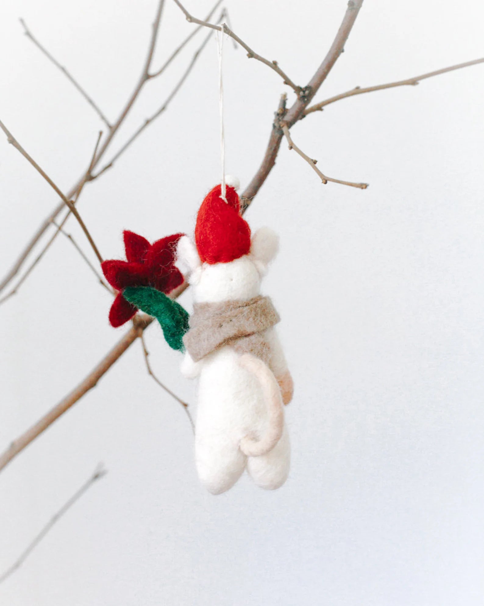 Flower Mouse Felt Ornament | Handcrafted in Nepal