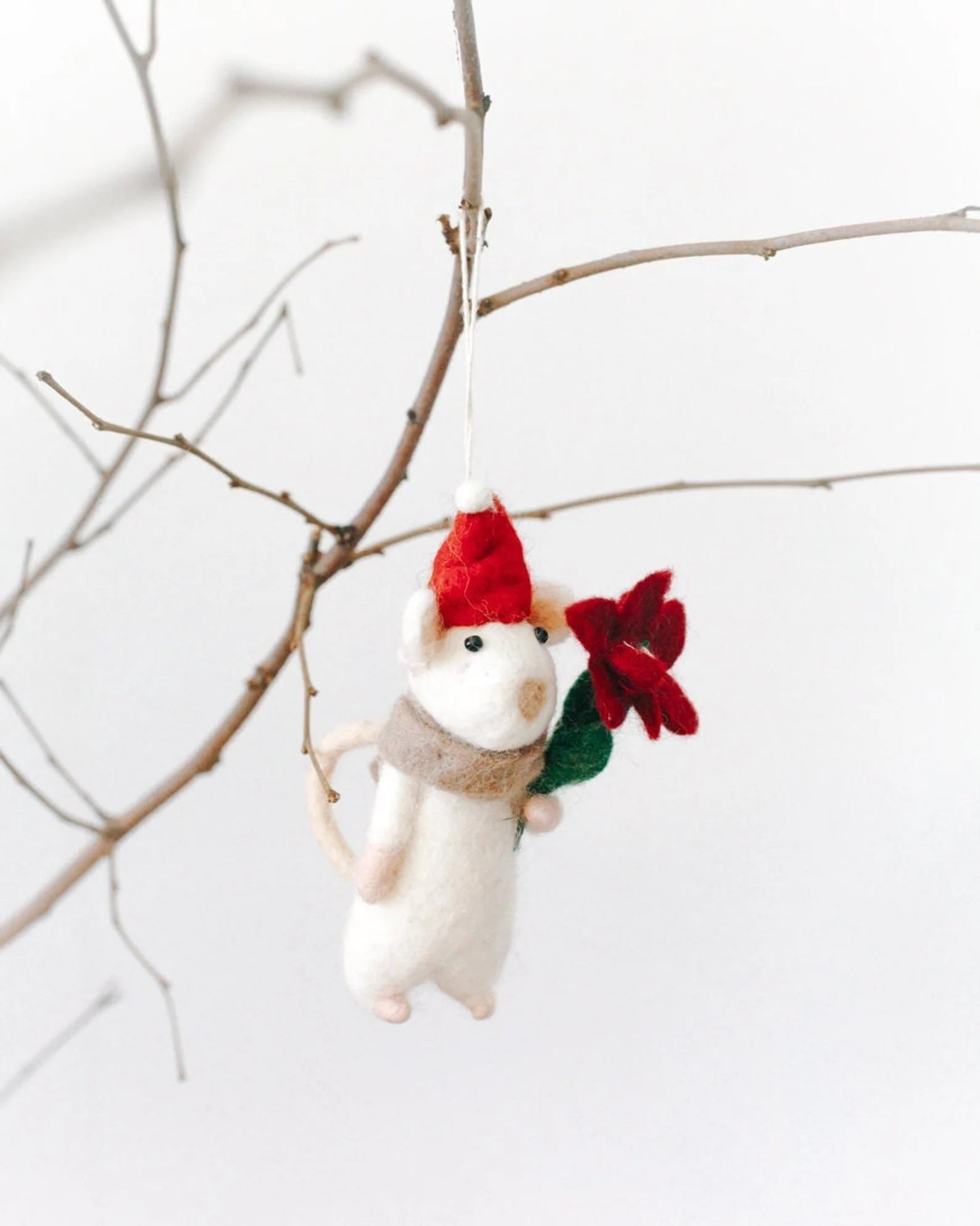 Flower Mouse Felt Ornament | Handcrafted in Nepal