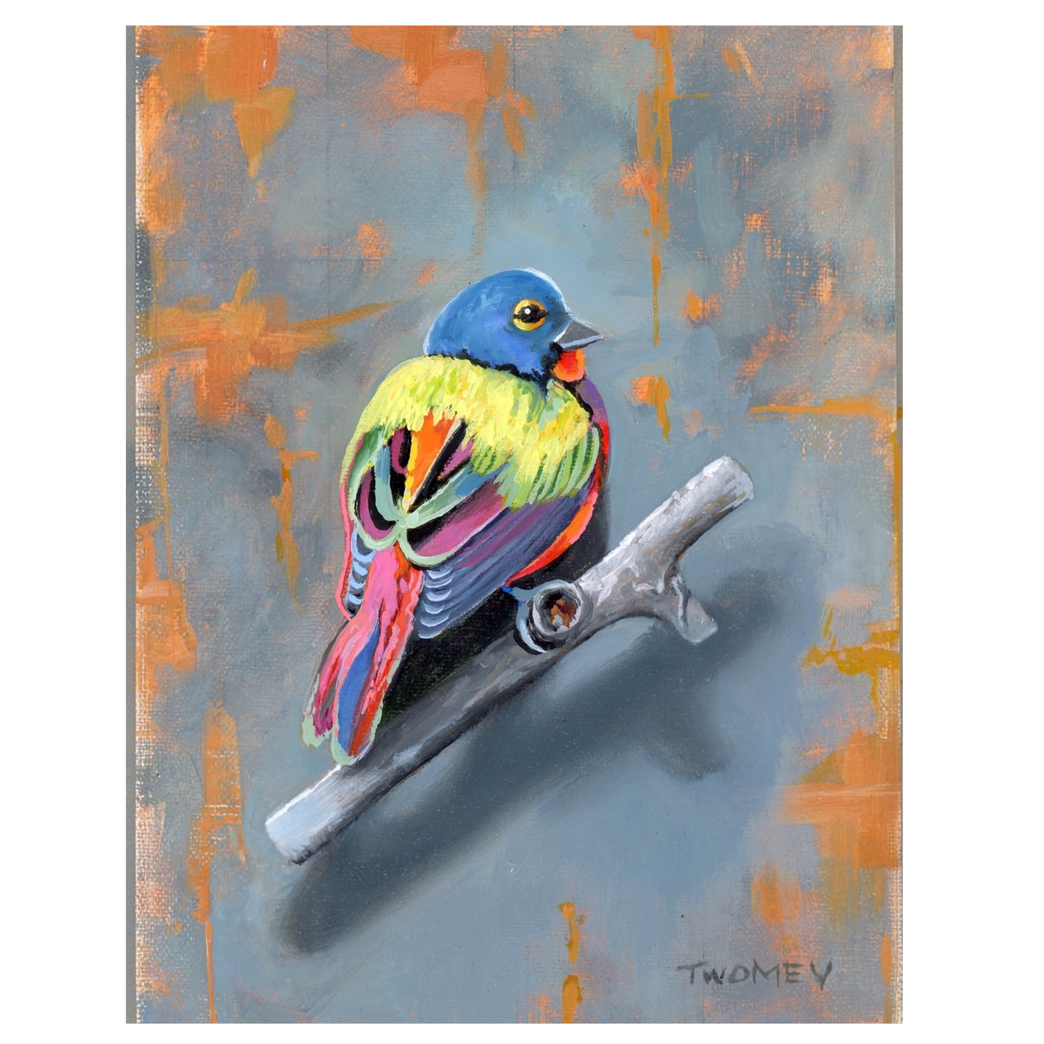 "Scarlet Tanager" Framed Oil Painting