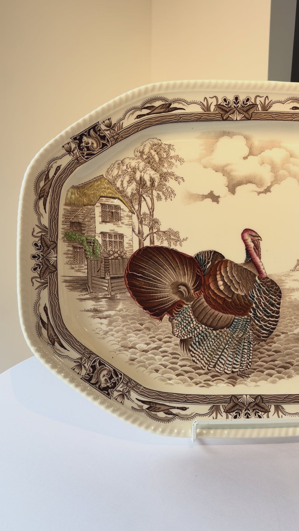 Vintage Johnson Brothers "Barnyard King" Turkey Platter | Large 20.5" Thanksgiving Serving Platter, Made in England