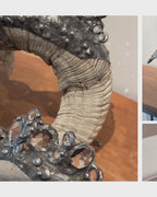 The Ram — Embellished Skull with Antique Chandelier Crystals & Hand-Soldered Silver