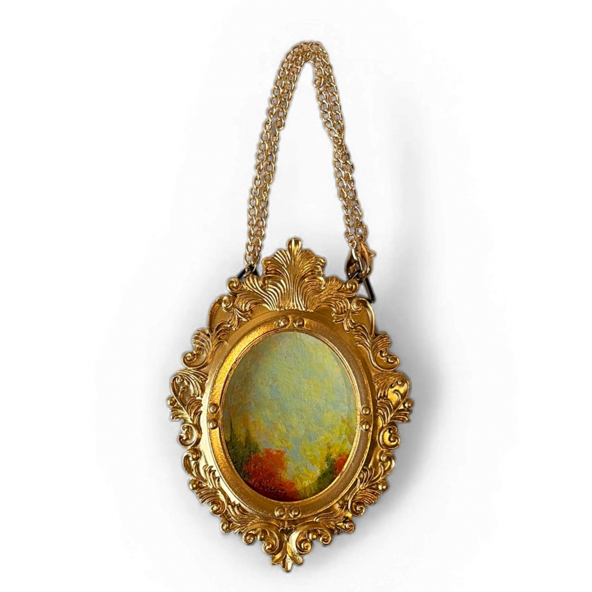 Gilded Vista: Miniature Framed Painting