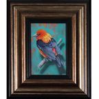"Scarlet Tanager" Framed Oil Painting