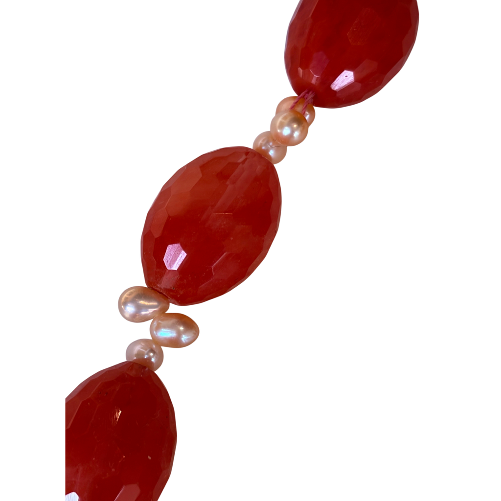 Vintage Mother of Pearl & Carnelian Necklace
