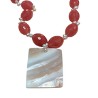Vintage Mother of Pearl & Carnelian Necklace