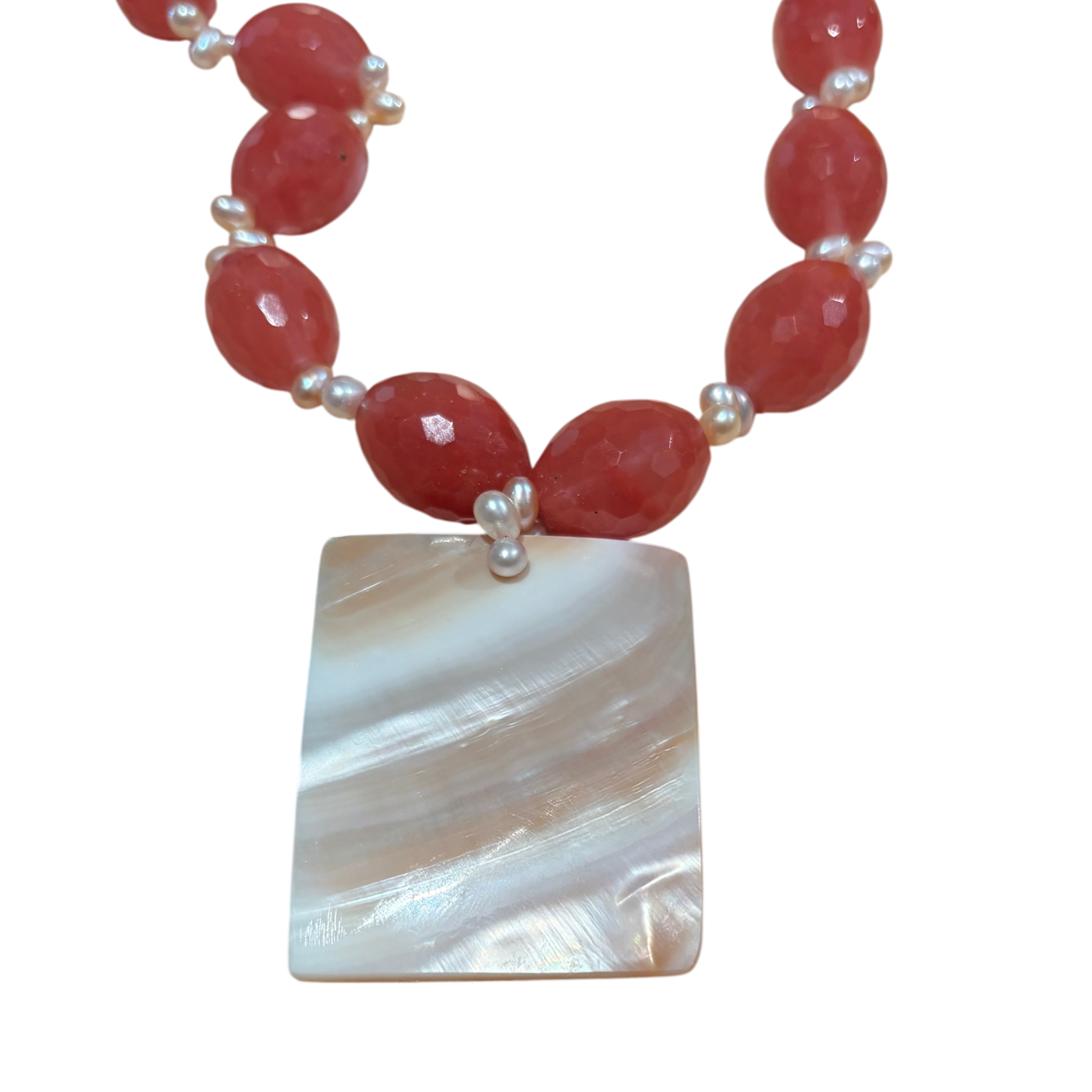 Vintage Mother of Pearl & Carnelian Necklace