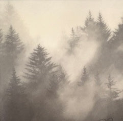 "Misty Evergreens" Encaustic Wax on Panel