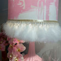Hand-Painted Lamp Shade w/ Marabou & Crystal Trim 15"