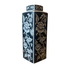 Midnight Bloom Porcelain Covered Jar