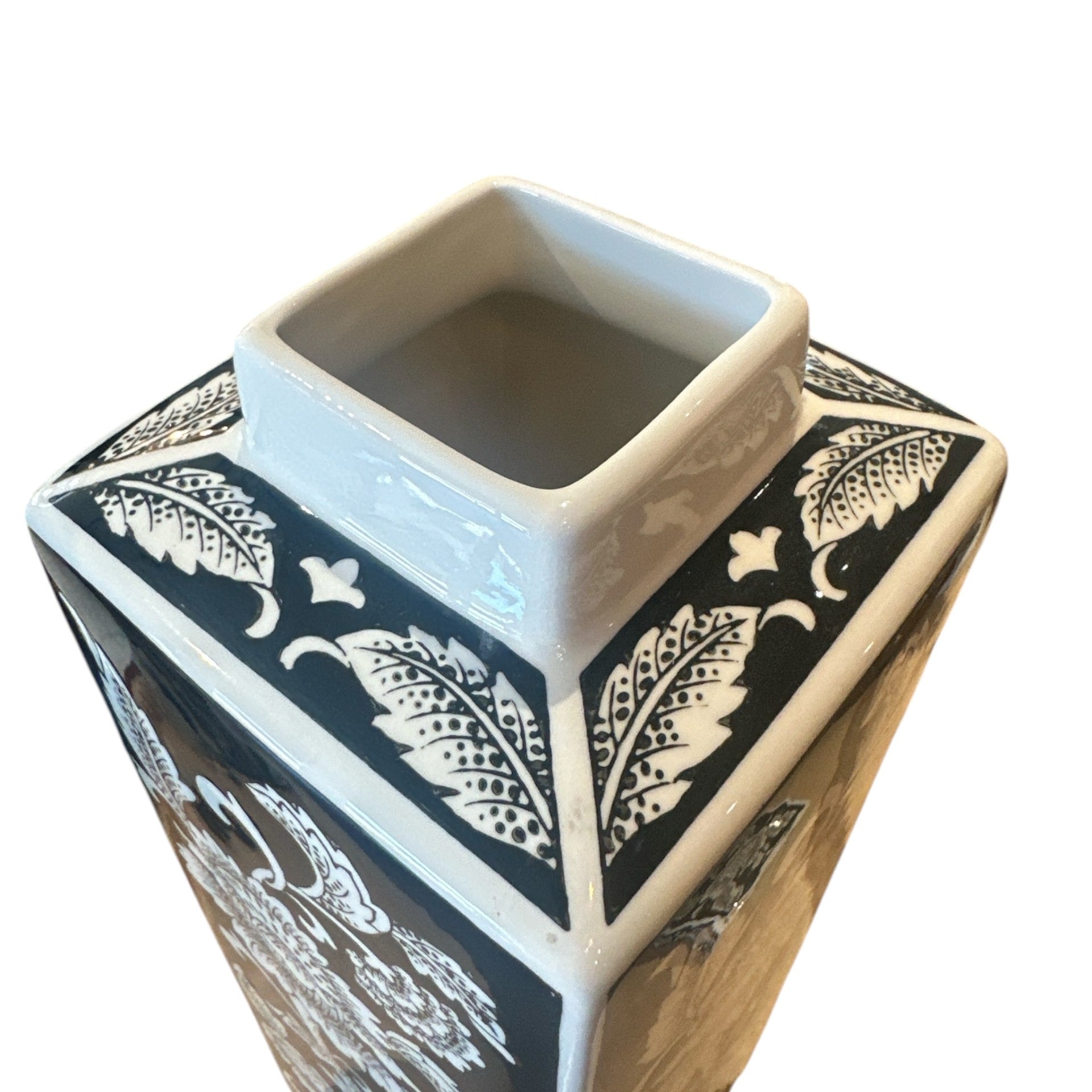 Midnight Bloom Porcelain Covered Jar