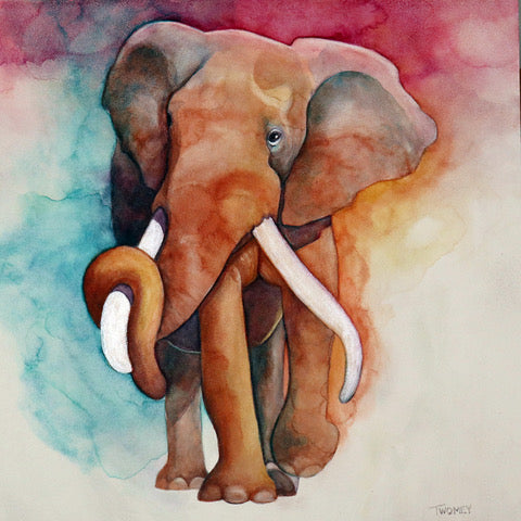 "Bull Elephant Walk" Acrylic Glass 5" x 5"