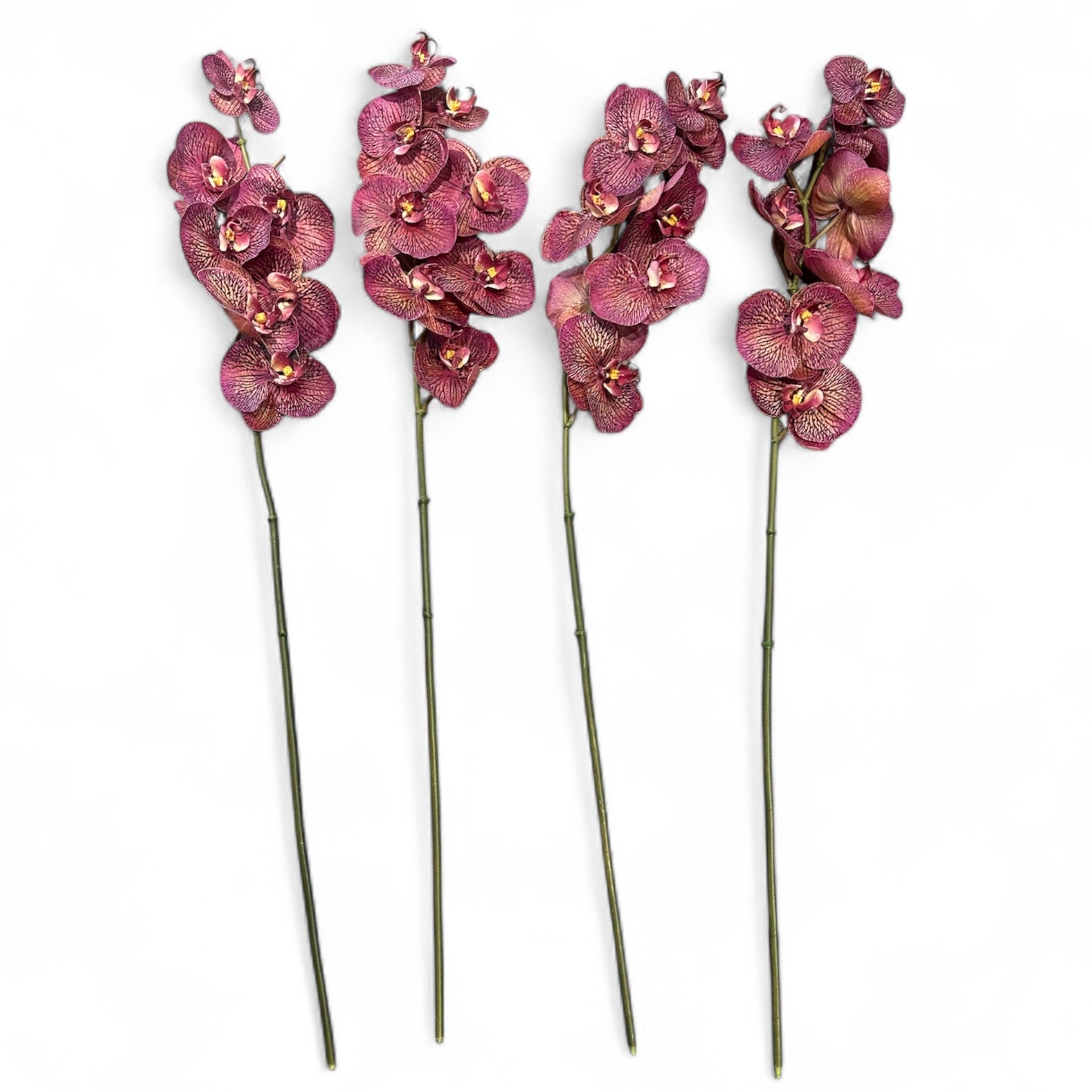 Faux Magenta Velvet Vein Orchid Stem 34"