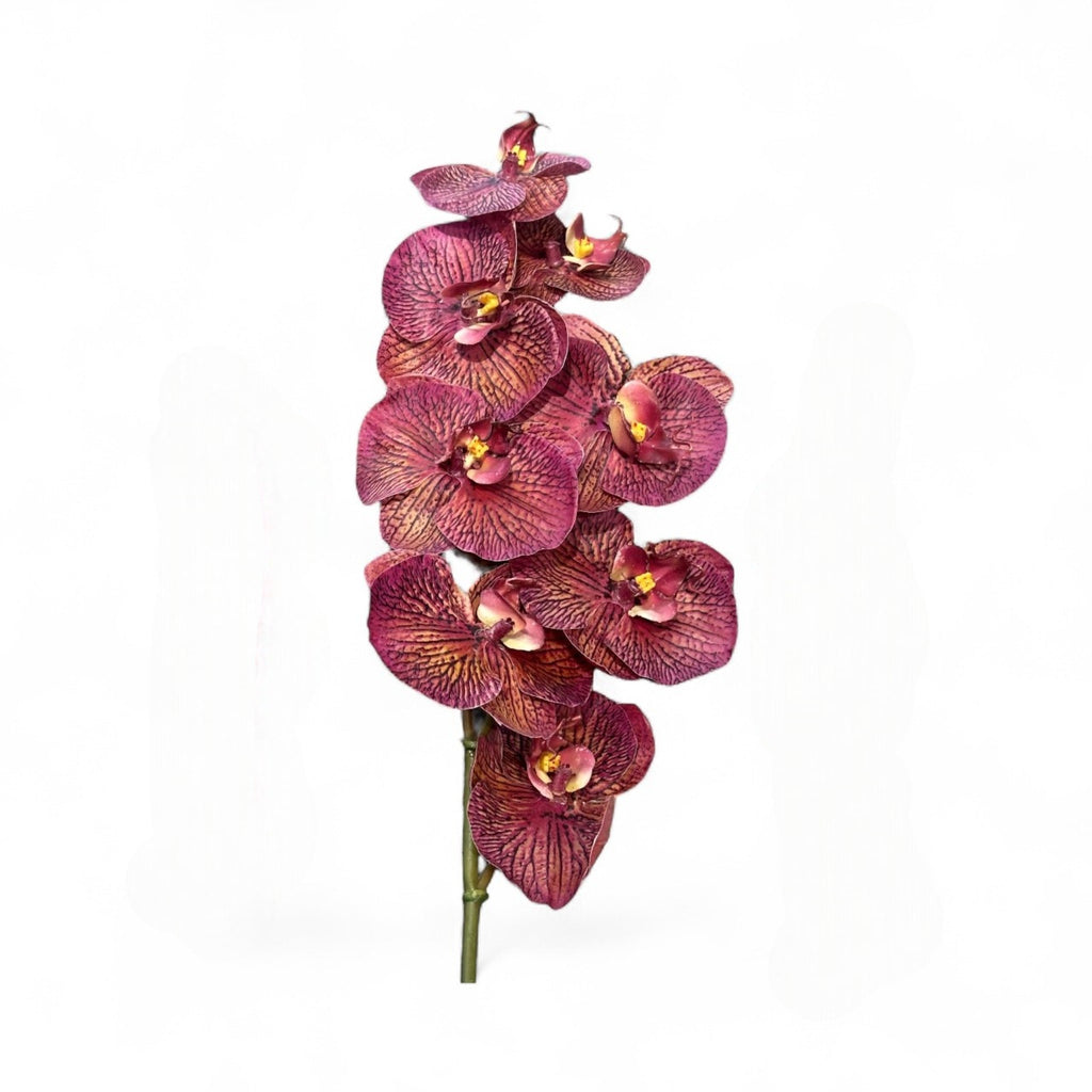Faux Magenta Velvet Vein Orchid Stem 34"