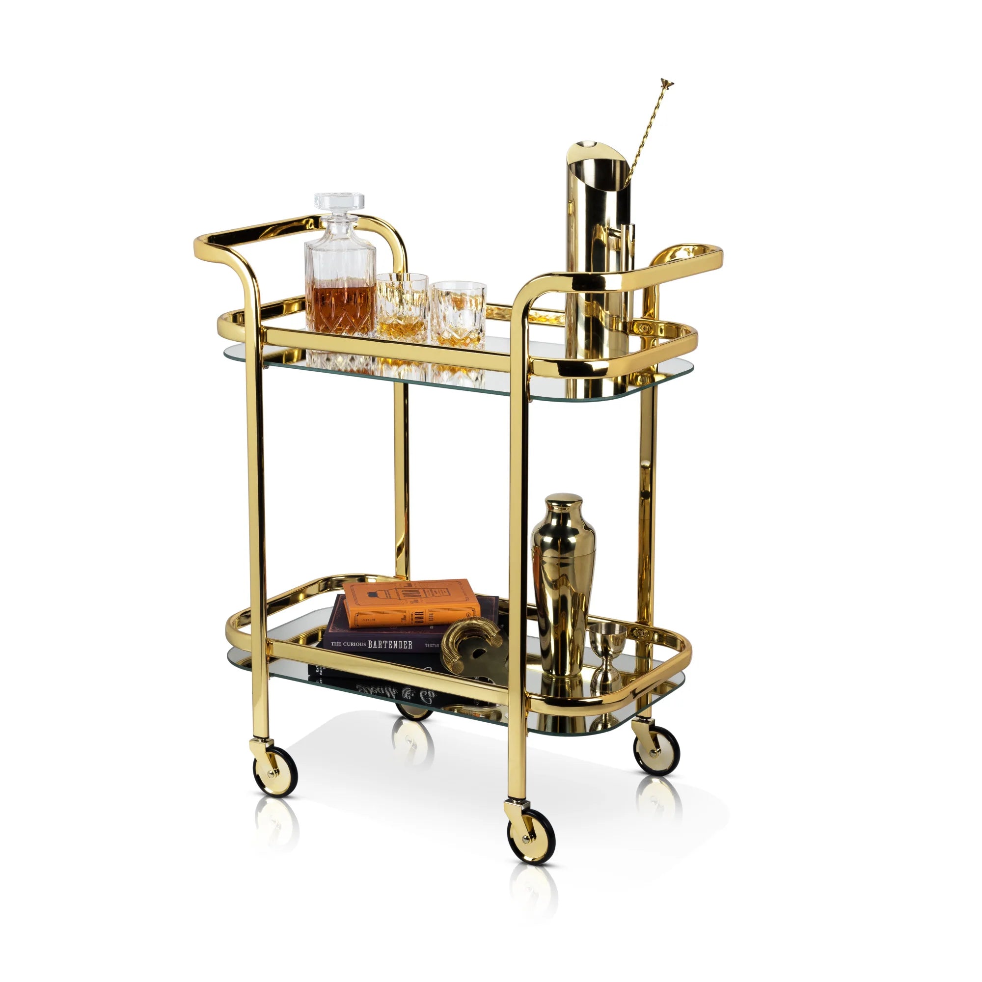 Belmont Bar Cart in Gold - Thumbnail 5