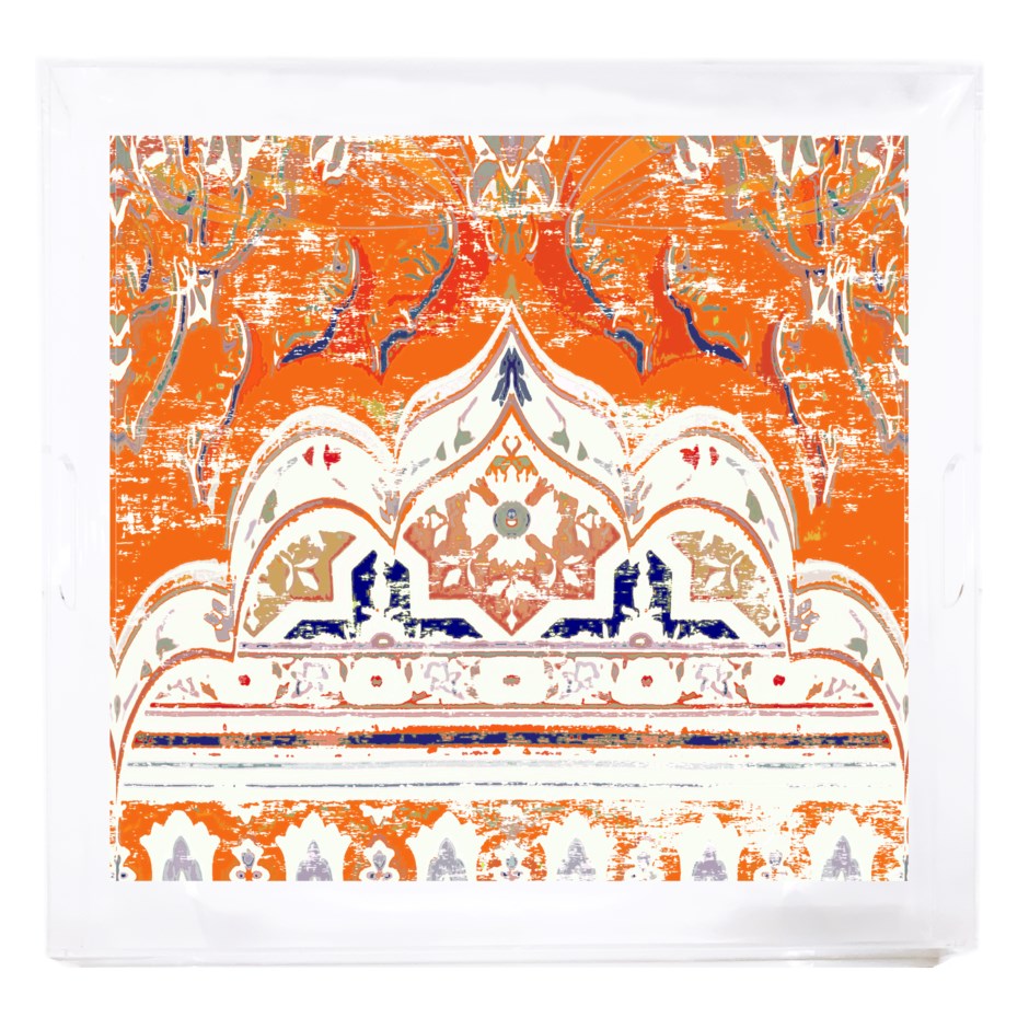 Jaipur Orange Square Acrylic Tray