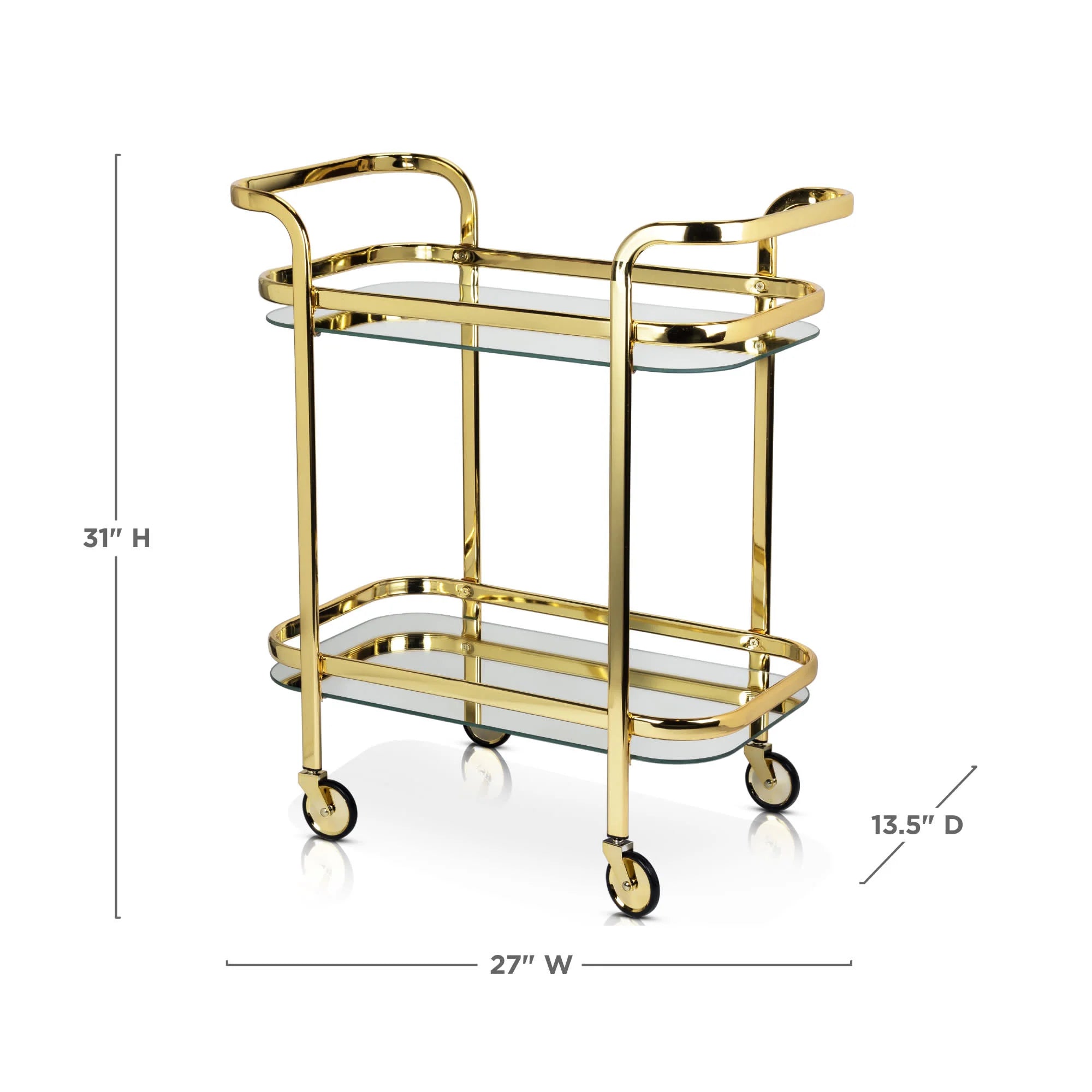 Belmont Bar Cart in Gold - Thumbnail 3
