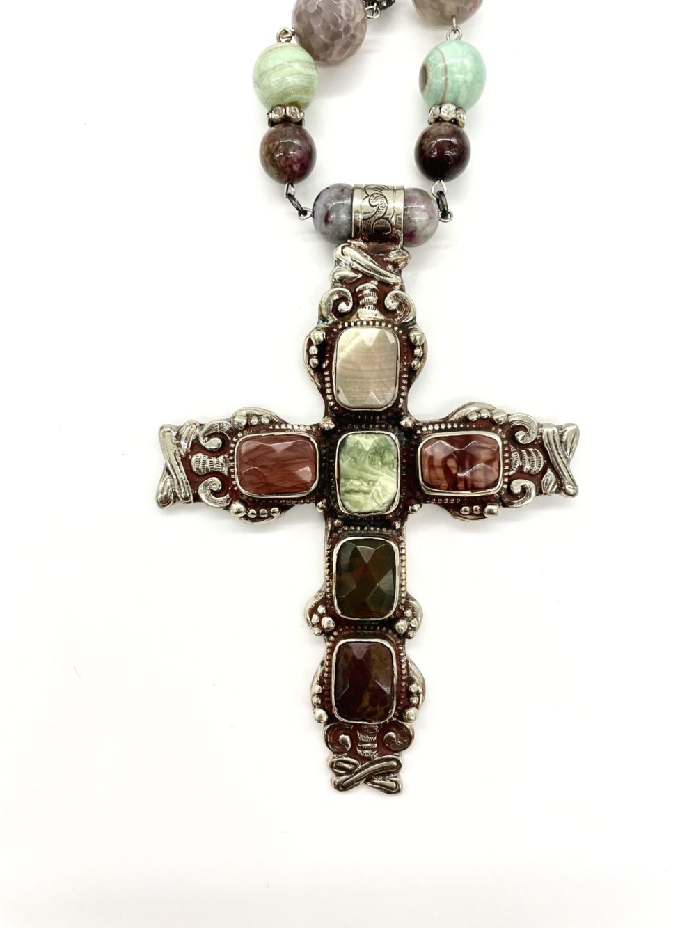 Multicolored Jasper Cross Necklace Lannie